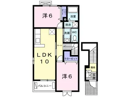 ミルキー・ウェイB(2LDK/2階)の間取り写真