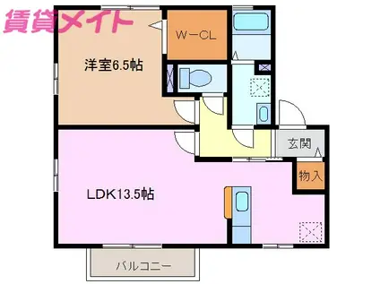 グランドソレーユA(1LDK/2階)の間取り写真