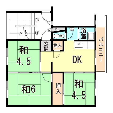 東垂水南(3DK/5階)の間取り写真