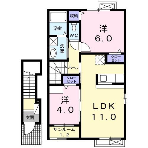 YOUR LIFE(2LDK/2階)の間取り写真