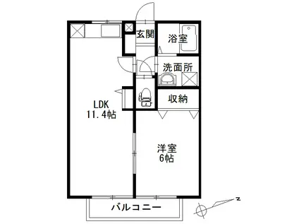 マリーブルク(1LDK/2階)の間取り写真
