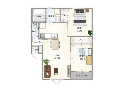 ラルミエール泉(2LDK/3階)の間取り写真