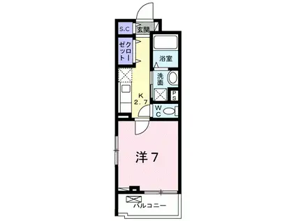 BOSCATO H 1K(1K/2階)の間取り写真