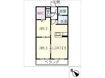 リーフ長津良(2LDK/2階)の間取り写真