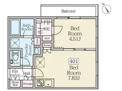 REVERESIDENCE三軒茶屋(1LDK/4階)の間取り写真