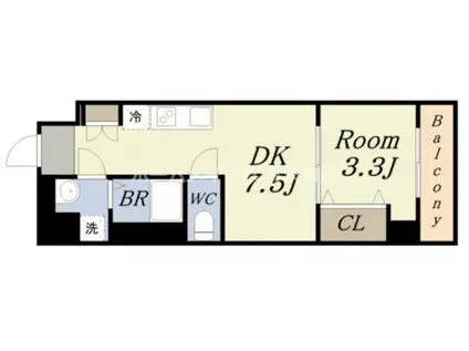 アーバンパーク弁天町(1DK/8階)の間取り写真