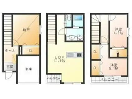 リリアム正木(3LDK/1階)の間取り写真