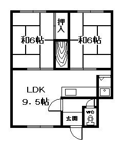 ホットファミリーコーポ(2DK/2階)の間取り写真