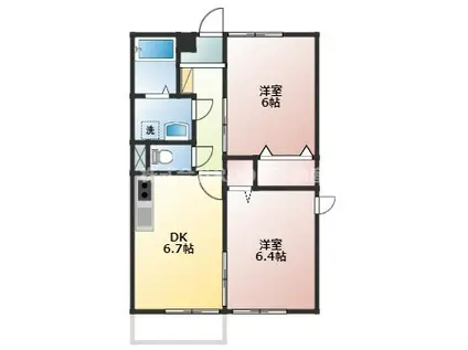 セゾンパーク (2DK/2階)の間取り写真