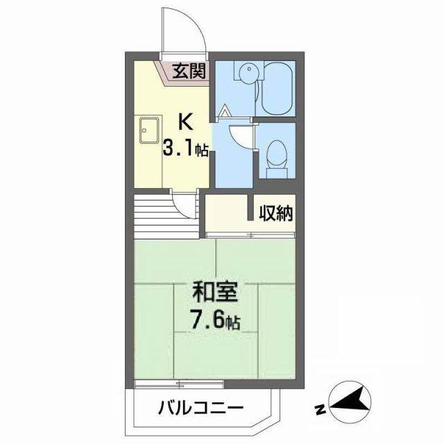 フレグランス汐見台(1K/2階)の間取り写真