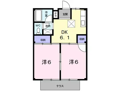 シティハイツフォレスト(2DK/1階)の間取り写真