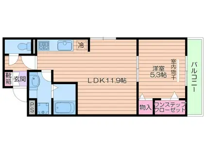 プライムコート(1LDK/3階)の間取り写真