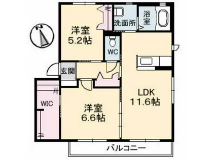 プランタン C棟(2LDK/2階)の間取り写真