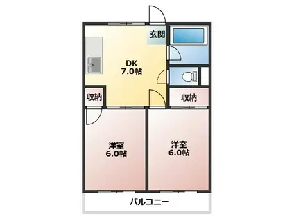 イミソーレ岩倉(2DK/5階)の間取り写真