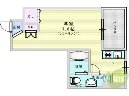 FEEL三国(ワンルーム/3階)の間取り写真