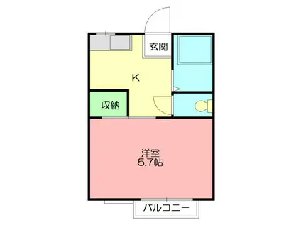 コスモハイツすぎな(1K/2階)の間取り写真