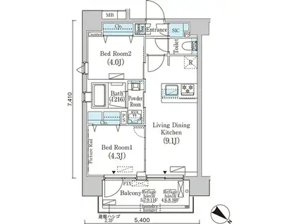 フルハウス赤羽(2LDK/7階)の間取り写真
