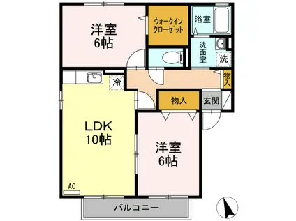 ロイヤルガーデンミルフィーA棟(2LDK/2階)の間取り写真