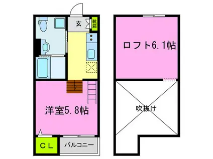 BUENO INICIO(ワンルーム/2階)の間取り写真