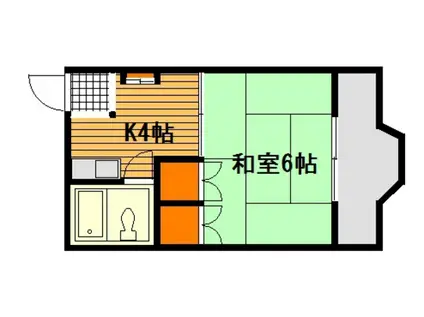 宮内サンセットヒルズI(1K/2階)の間取り写真