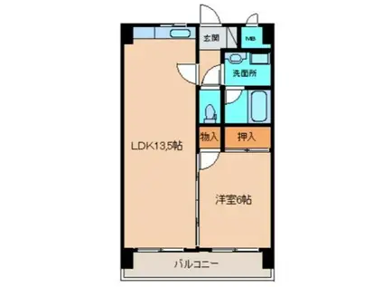 エラン宮崎II番館(1LDK/2階)の間取り写真