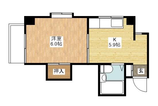 ツーエムビル勝山(1DK/3階)の間取り写真