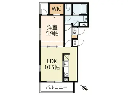アマルフィ近江八幡出町(1LDK/2階)の間取り写真