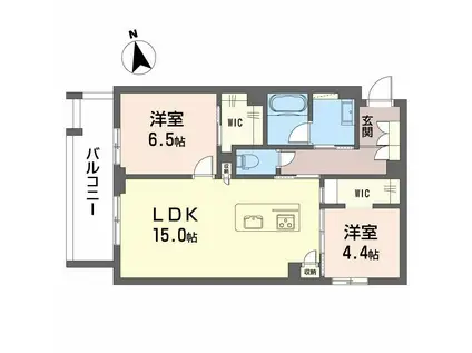 リバーサイドクレド(2LDK/2階)の間取り写真