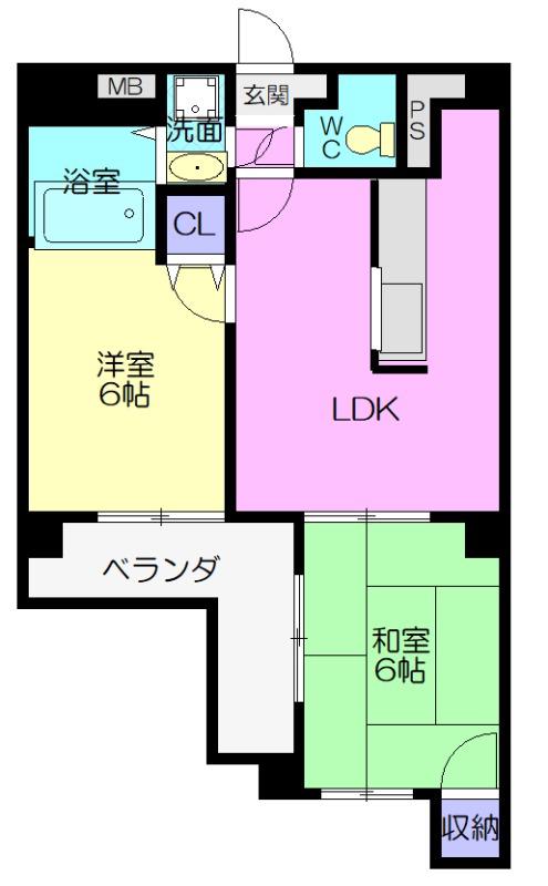 コメルス V(2LDK/8階)の間取り写真