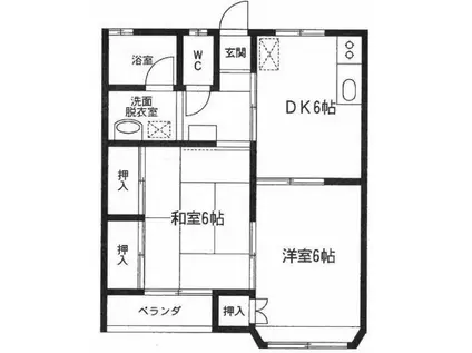 アイダハイツII(2DK/1階)の間取り写真