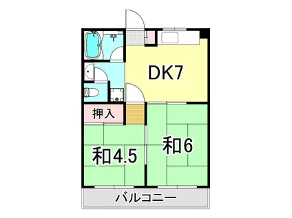 エメラルド武庫之荘(2DK/2階)の間取り写真