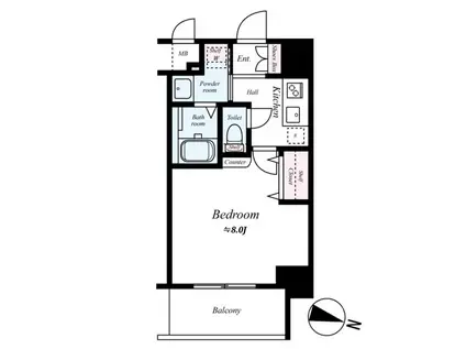 セオリー難波パレ(1K/8階)の間取り写真