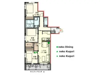 オカバ世田谷深沢ヘーベルメゾン(3LDK/3階)の間取り写真