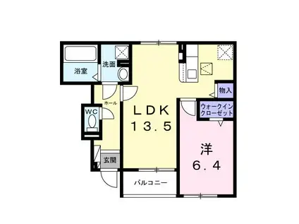 サンライズ・MITO B(1LDK/1階)の間取り写真