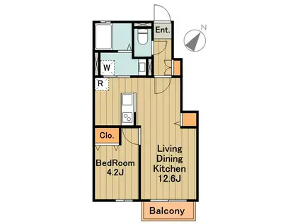 デュラカーサ根光Ⅱ(1LDK/1階)の間取り写真