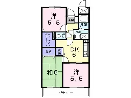 ポレール伊川 II(3DK/2階)の間取り写真