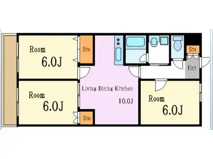ダイチュウマンション(3LDK/3階)の間取り写真
