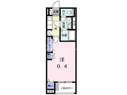エレガントカーサIII(1K/1階)の間取り写真