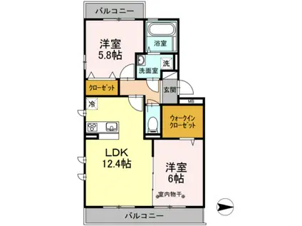 プランドールB(2LDK/3階)の間取り写真