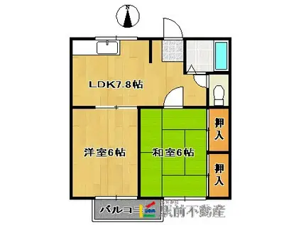 チェルト神埼(2DK/1階)の間取り写真