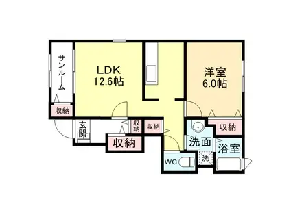 ベルローズA(1LDK/1階)の間取り写真
