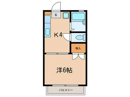 ハイツカーメル(1K/2階)の間取り写真