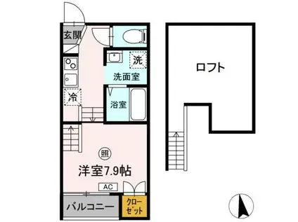 小春日和A(ワンルーム/2階)の間取り写真