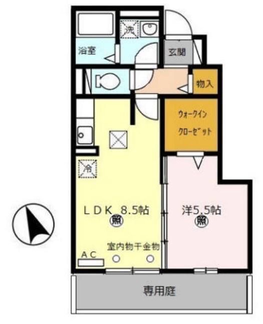 モダンコート東阿保(1LDK/1階)の間取り写真