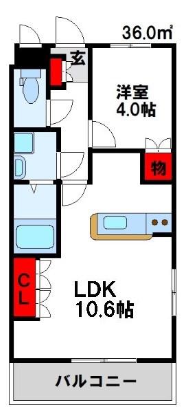 ルミナス・ヨシダA(1LDK/2階)の間取り写真