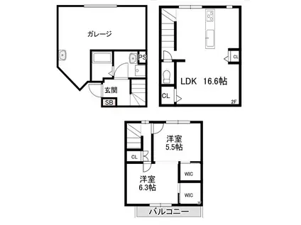インディビジュアル関目(2LDK/1階)の間取り写真