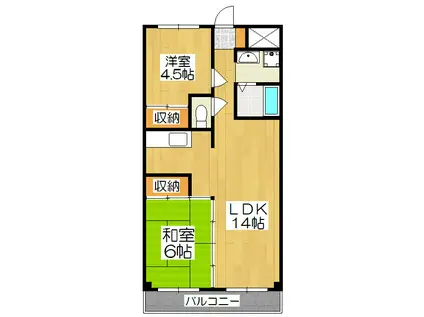 エクセレント墨染(2LDK/3階)の間取り写真