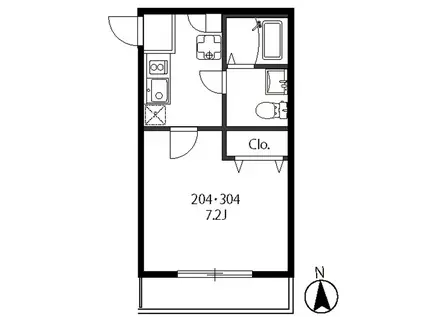 モダンプレイス横浜大口(1K/3階)の間取り写真