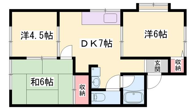 ハイツシラギク(3DK/2階)の間取り写真