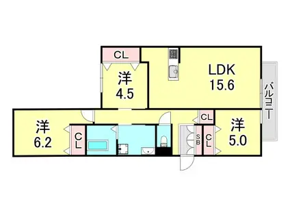ラ ルーシュ(3LDK/2階)の間取り写真